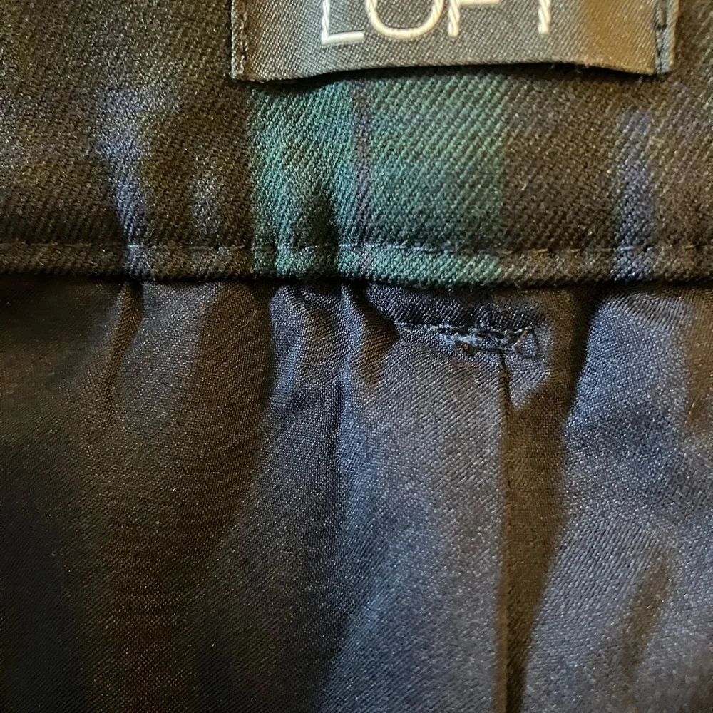 LOFT Green & Navy Plaid Cropped Pants - Picture 2 of 5